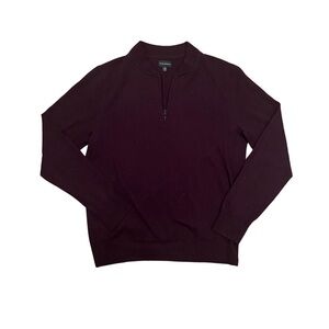 Club Monaco Men's Burgundy Merino Wool LE Quarter Zip Sweater